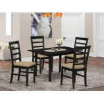 5Pc Dining Table Set 4 Wood Dining Chair, Butterfly Leaf Dining Table, Black