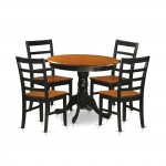 Dining Furniture Set - 5 Pcs With 4 Wooden Chairs In Black