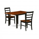 3Pc Dining Set, Small Table, 2 Chairs, Solid Wood Seat, Ladder Back, Black-Cherry