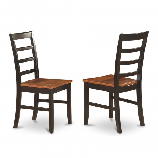 3Pc Dining Set, Small Table, 2 Chairs, Solid Wood Seat, Ladder Back, Black-Cherry