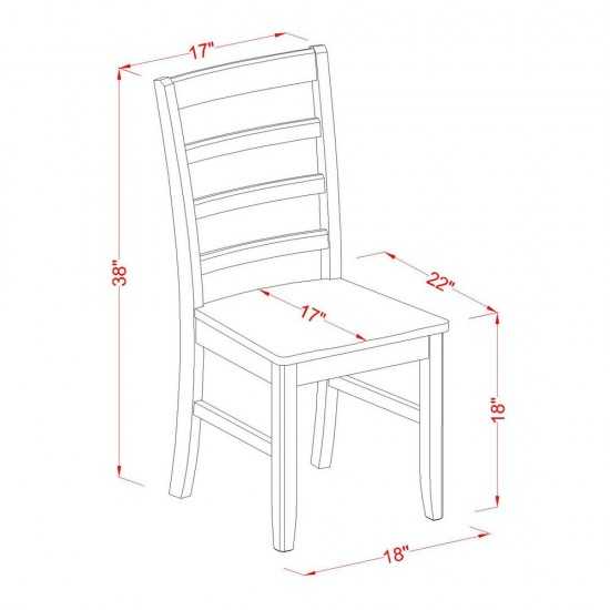 3Pc Dining Set, Small Table, 2 Chairs, Solid Wood Seat, Ladder Back, Black-Cherry