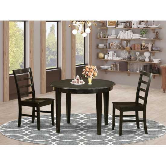 3 Pc Small Kitchen Table And Chairs Set-Table And 2 Wood Dining Chairs