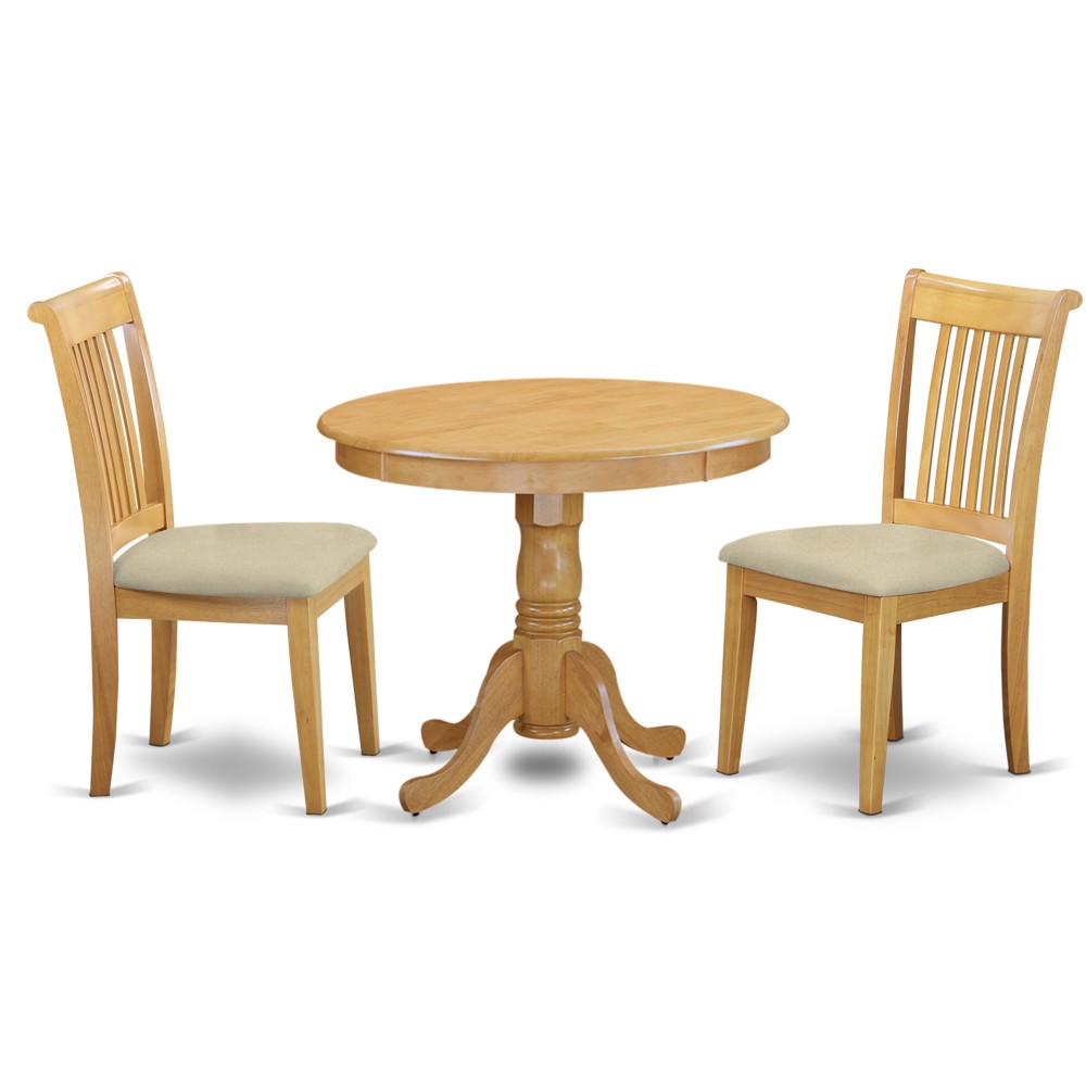 3 Pc Kitchen Table Set With A Dining Table And 2 Kitchen Chairs In Oak