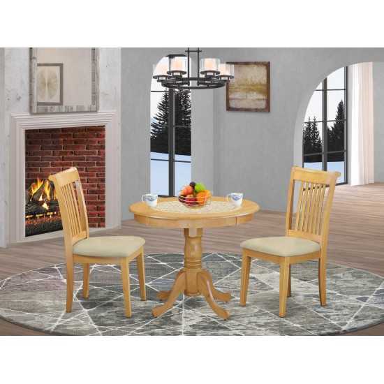 3 Pc Kitchen Table Set With A Dining Table And 2 Kitchen Chairs In Oak