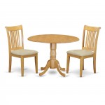 3 Pc Dublin Kitchen Table Set-Dining Table And 2 Cushion Kitchen Chairs