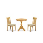 3-Pc Dining Room Table Set 2 Wood Dining Chairs And 1 Dining Room Table (Oak)