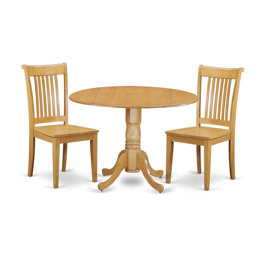 3 Pc Dublin Kitchen Table Set-Dining Table And 2 Wood Seat Kitchen Chairs, Oak