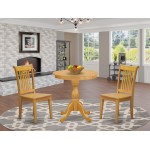 3Pc Dining Set 2 Wooden Dining Chairs, 1 Wood Dining Table (Oak)