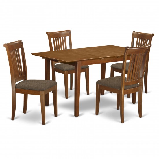 5 Pc Small Kitchen Table Set Table With Leaf And 4 Dining Chairs