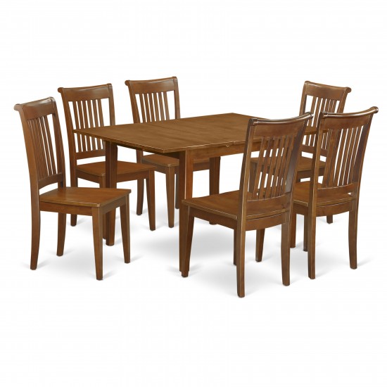 7 Pc Kitchen Nook Dining Set-Kitchen Table And 6 Dining Chairs, Saddle Brown