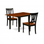 3Pc Kitchen Set, A Small Table, 2 Kitchen Chairs, Solid Wood Seat, Panel Back, Black, Cherry