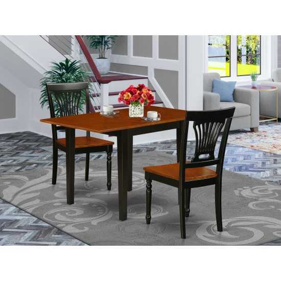 3Pc Kitchen Set, A Small Table, 2 Kitchen Chairs, Solid Wood Seat, Panel Back, Black, Cherry