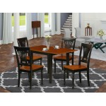 5Pc Dinette Set, Rectangular Table, 4 Dining Chair, Solid Wood Seat, Panel Back, Black-Cherry