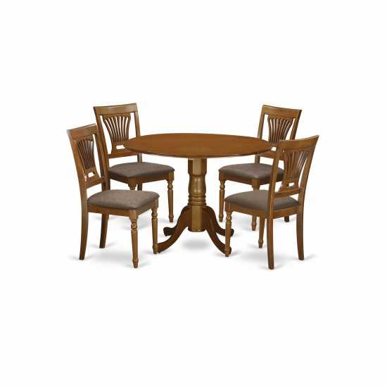 5 Pc Kitchen Nook Dining Set-Round Table Plus 4 Dinette Chairs