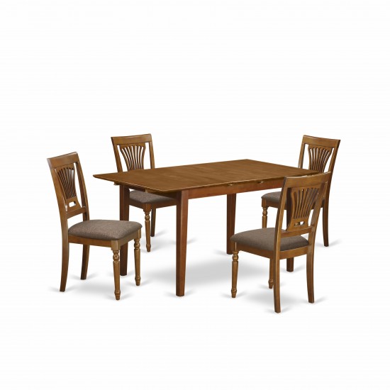 Pspl5-Sbr-C 5 Pc Kitchen Table Set Table With Leaf And 4 Dining Table Chairs
