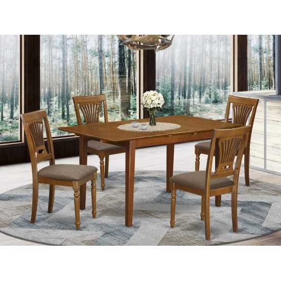 Pspl5-Sbr-C 5 Pc Kitchen Table Set Table With Leaf And 4 Dining Table Chairs