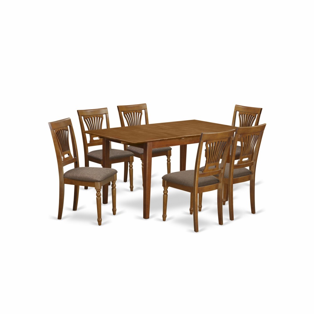 7 Pc Kitchenkitchen Dinette Set- Table With Leaf And 6 Chairs For Dining Room