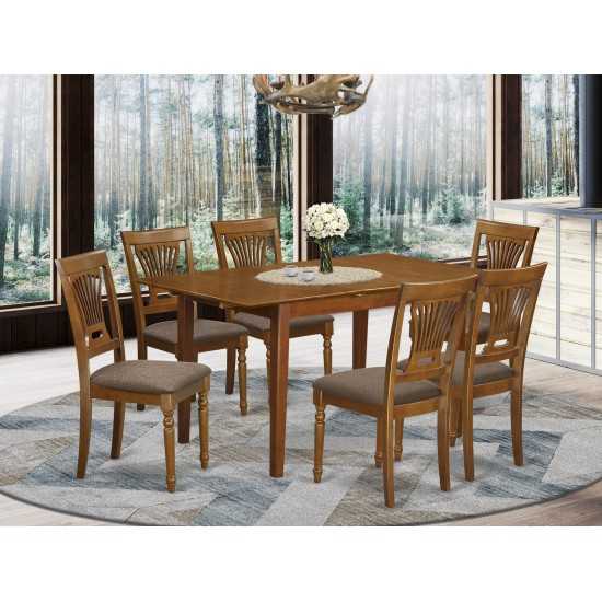 7 Pc Kitchenkitchen Dinette Set- Table With Leaf And 6 Chairs For Dining Room