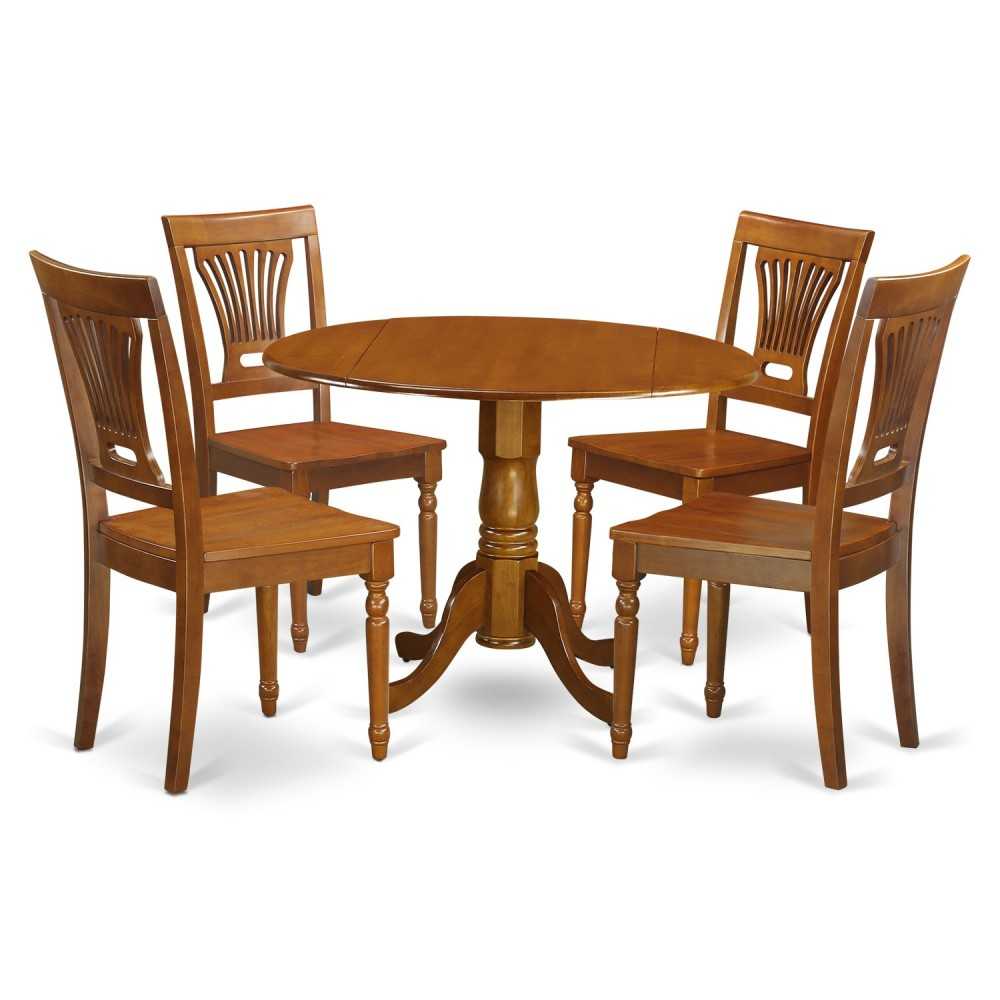 5 Pc Kitchen Nook Dining Set-Small Kitchen Table, 4 Dining Chairs, Saddle Brown