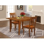 3 Pc Milan Kitchen Table Featuring Leaf, 2 Wood Dinette Chairs In Saddle Brown .