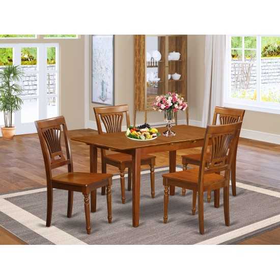 5 Pc Kitchen Dinette Set Table With Leaf And 4 Kitchen Dining Chairs