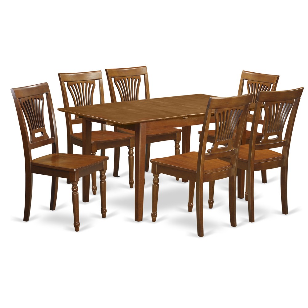 7 Pc Kitchen Table And Chair Set - Table With Leaf And 6 Dining Chairs