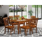 7 Pc Kitchen Table And Chair Set - Table With Leaf And 6 Dining Chairs