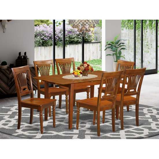 7 Pc Kitchen Table And Chair Set - Table With Leaf And 6 Dining Chairs