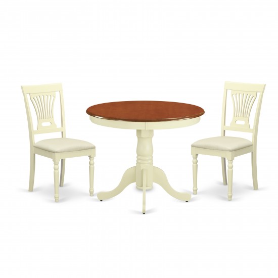 3 Pc Kitchen Nook Dining Set-Round Table Plus 2 Chairs For Dining Room