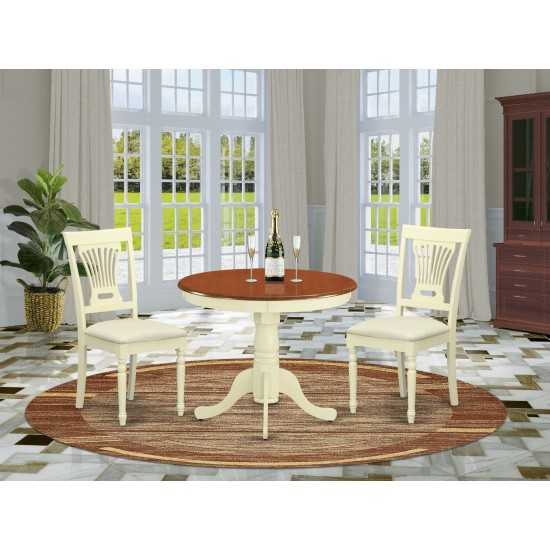 3 Pc Kitchen Nook Dining Set-Round Table Plus 2 Chairs For Dining Room