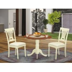 3 Pc Kitchen Set-Dining Table, 2 Wooden Kitchen Chairs In Buttermilk, Cherry