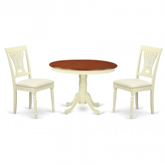 3 Pc Set, Dining Table, 2Seat Dinette Kitchen Chairs In Buttermilk, Cherry .