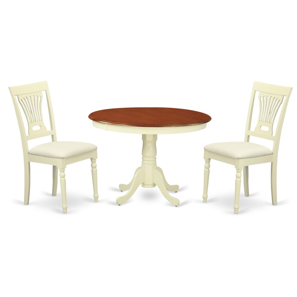 3 Pc Set, Dining Table, 2Seat Dinette Kitchen Chairs In Buttermilk, Cherry .