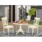 3 Pc Set, Dining Table, 2Seat Dinette Kitchen Chairs In Buttermilk, Cherry .