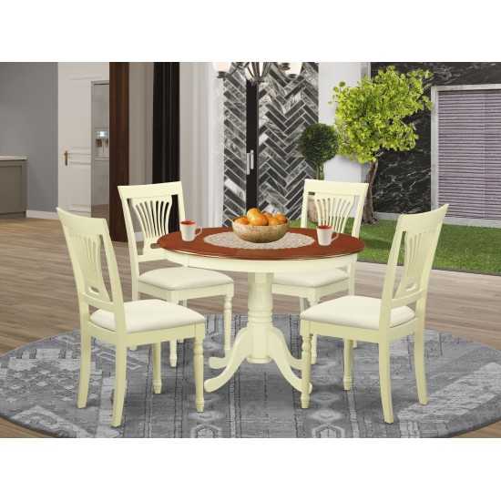 5 Pc Set With A Dining Table And 4 Dinette Chairs In Buttermilk And Cherry