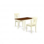 3-Pc Dinette Set, A Small Dining Table, Chairs, Linen Fabic Seat, Panel Back, Buttermilk, Cherry