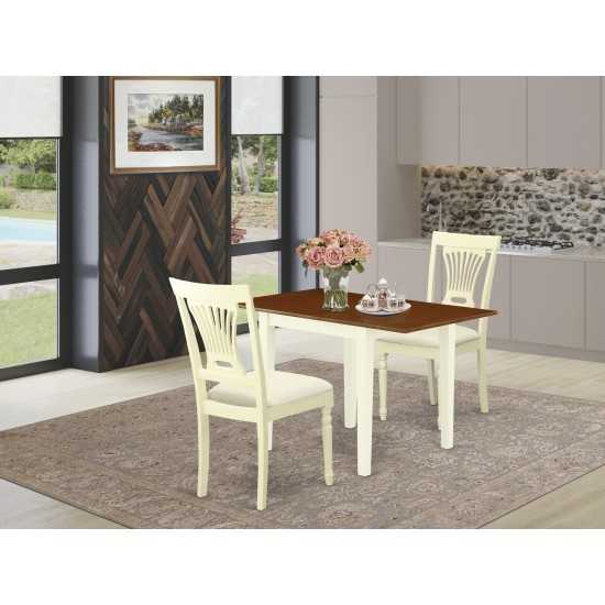 3-Pc Dinette Set, A Small Dining Table, Chairs, Linen Fabic Seat, Panel Back, Buttermilk, Cherry