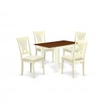 5Pc Kitchen Set, Dinette Table, 4 Chairs, Linen Seat, Buttermilk, Cherry