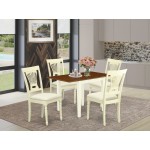 5Pc Kitchen Set, Dinette Table, 4 Chairs, Linen Seat, Buttermilk, Cherry