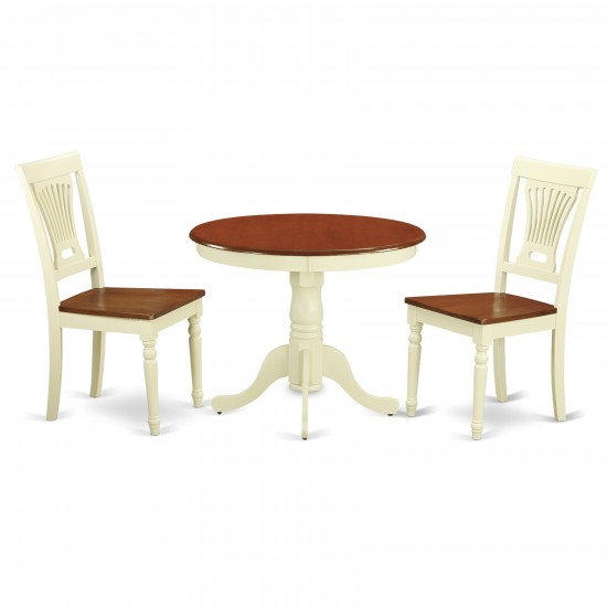 3 Pc Kitchen Nook Dining Set-Round Table Plus 2 Dining Chairs