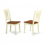 3Pc Dining Set, Wood Table, 2 Chairs, Solid Wood Seat, Buttermilk-Cherry