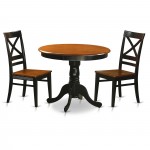 Anqu3-Blk-W Dining Set - 3 Pcs With 2 Wood Chairs