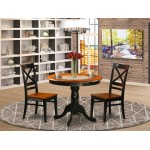 Anqu3-Blk-W Dining Set - 3 Pcs With 2 Wood Chairs