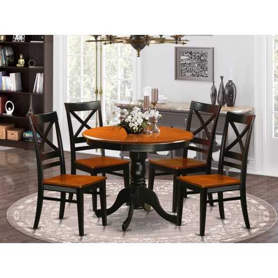 Anqu5-Blk-W Dining Set - 5 Pcs With 4 Wood Chairs