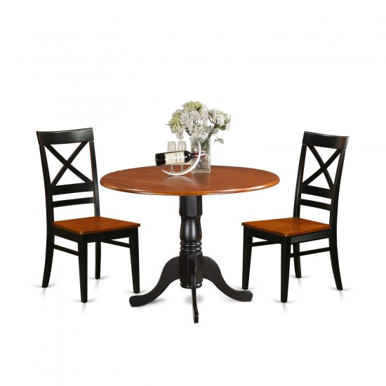 Dlqu3-Bch-W 3 Pc Kitchen Table Set-Dining Table And 2 Wooden Kitchen Chairs