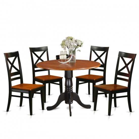 Dlqu5-Bch-W 5 Pc Kitchen Table Set-Dining Table And 4 Wooden Kitchen Chairs