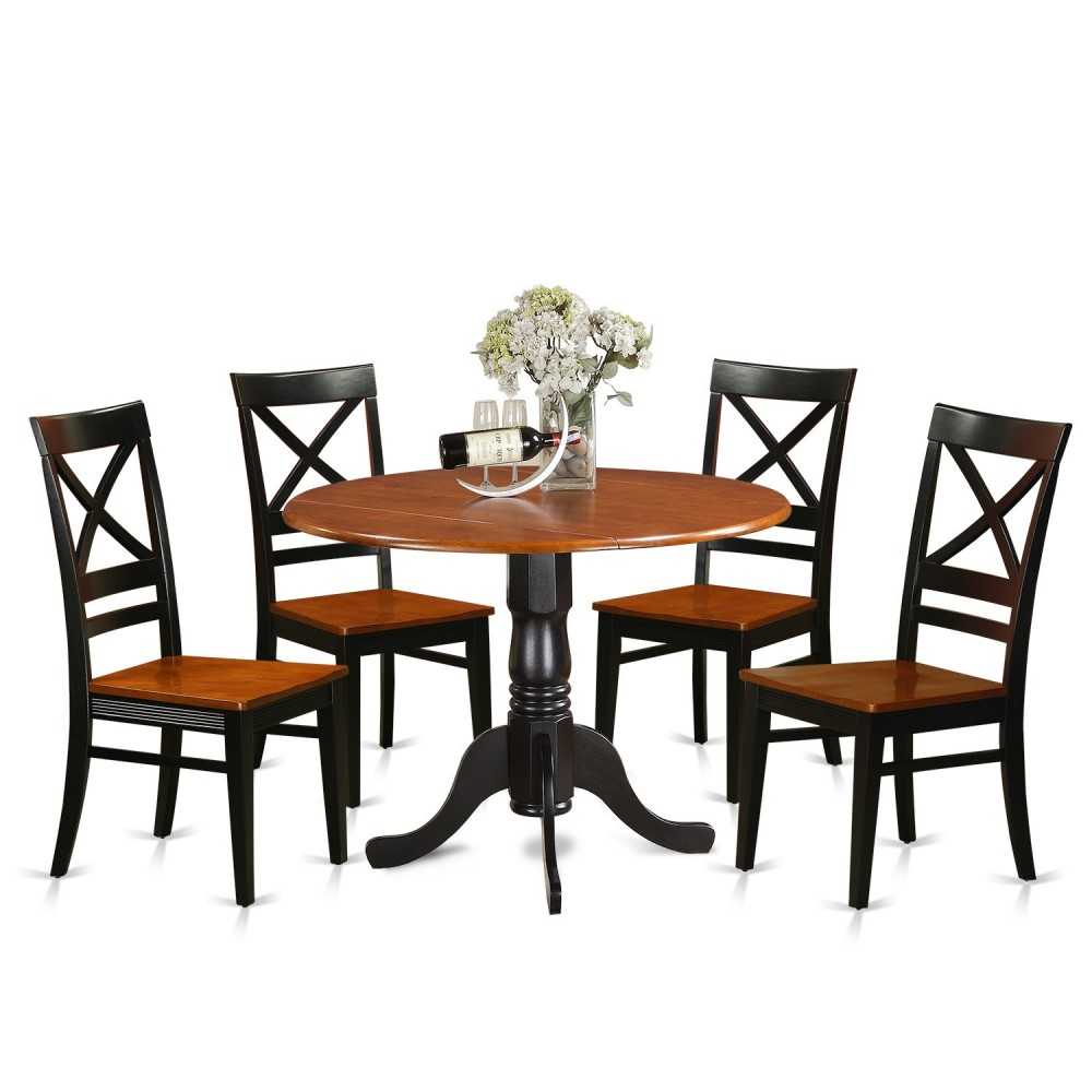 Dlqu5-Bch-W 5 Pc Kitchen Table Set-Dining Table And 4 Wooden Kitchen Chairs