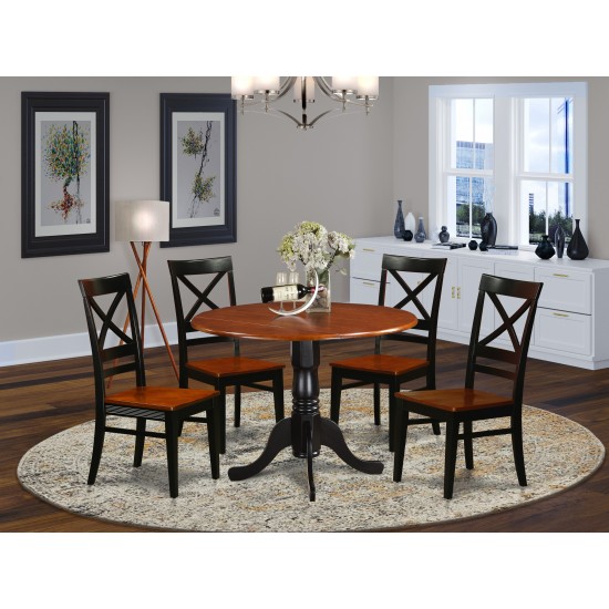 Dlqu5-Bch-W 5 Pc Kitchen Table Set-Dining Table And 4 Wooden Kitchen Chairs