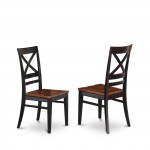 5 Pc Set, Round Dinette Table And 4 Leather Dinette Chairs In Black And Cherry