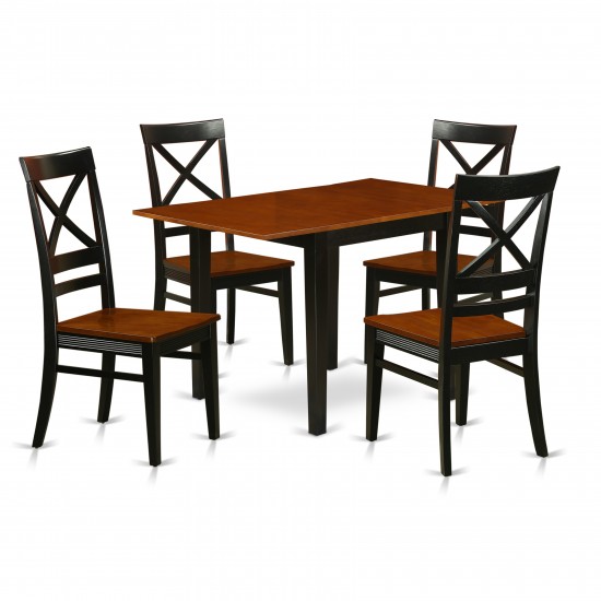 5Pc Dinette Set For Small Spaces Offers A Wood Dining Table, 4 Chairs, Solid Wood Seat,Xback, Black, Cherry